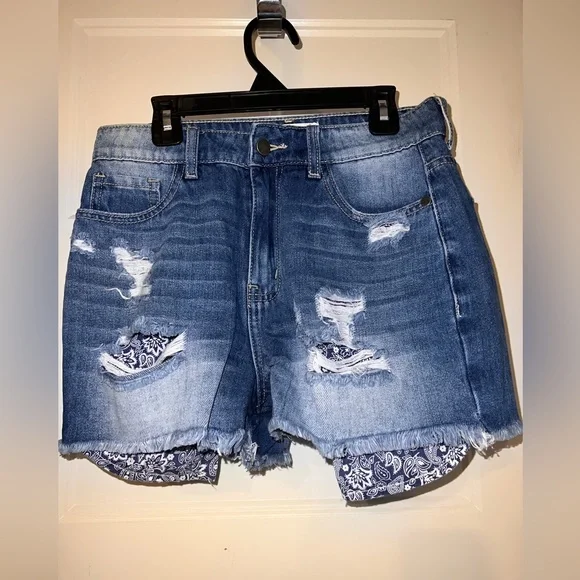 Nature Denim Shorts Nature Denim With Paisley Pockets Poshmark